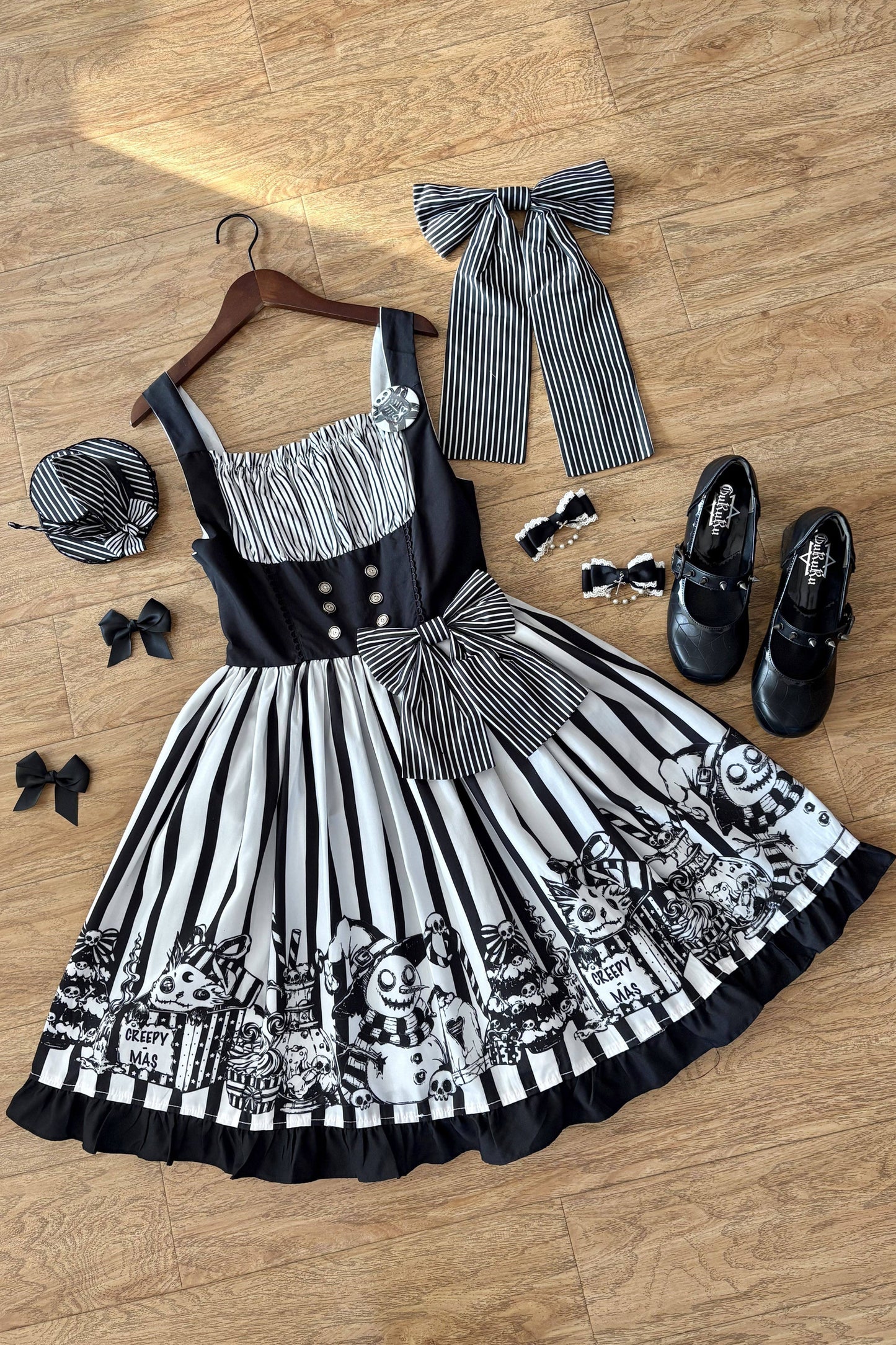 Weird Christmas Doll Bear Jsk Bustier Dress and Shirt Set-Up