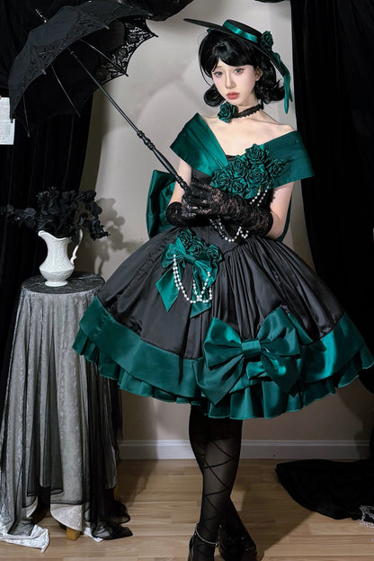 Dark Green Rose Lolita Dress