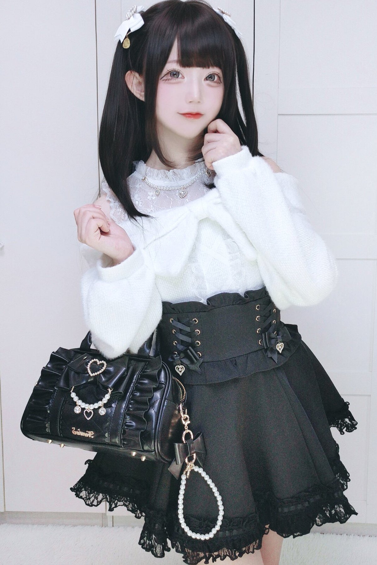 프릴 리본 보스턴백