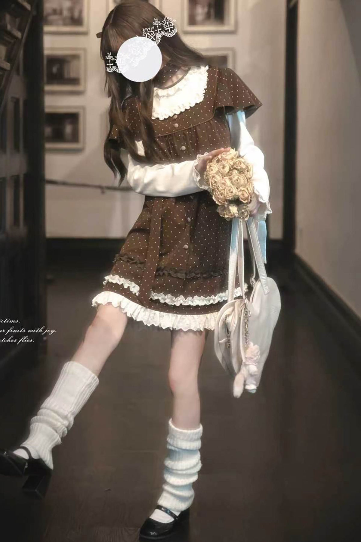 Brown Polka Dot Layered-Look Dress