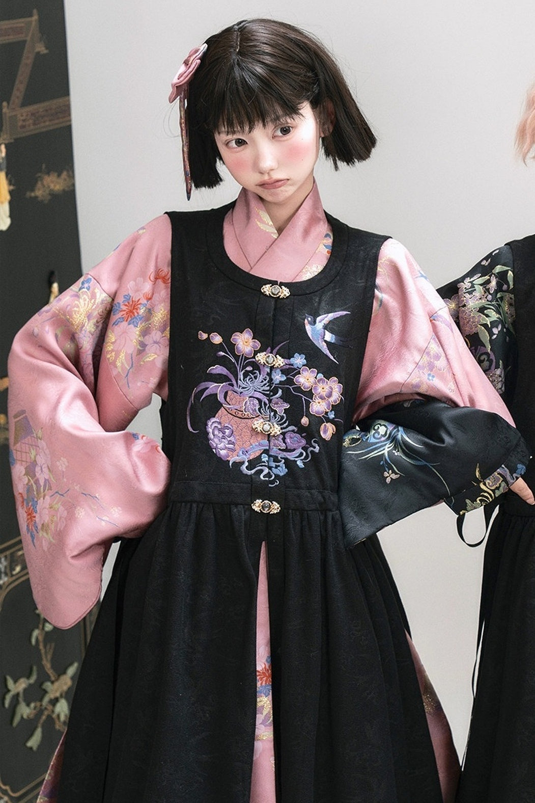 Floral Hanfu Puffy Dress Set