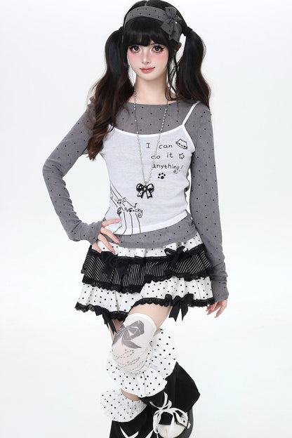 Dotted Sheer Layered Subculture Top