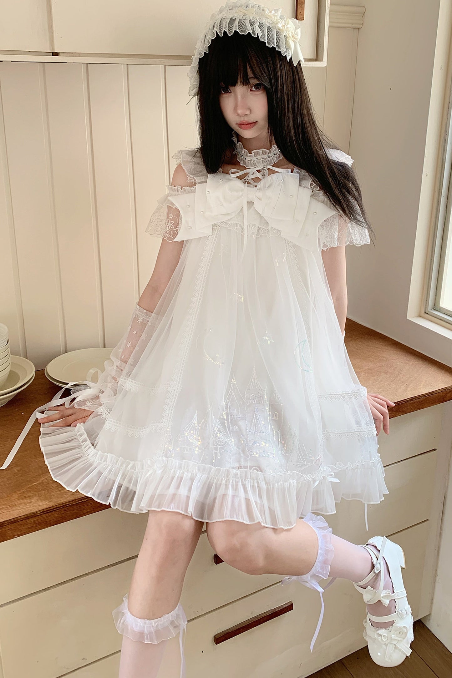 お姫様レースのドーリーワンピース