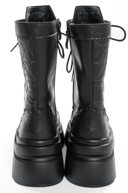 Spider Web Bat Nameplate Platform Boots