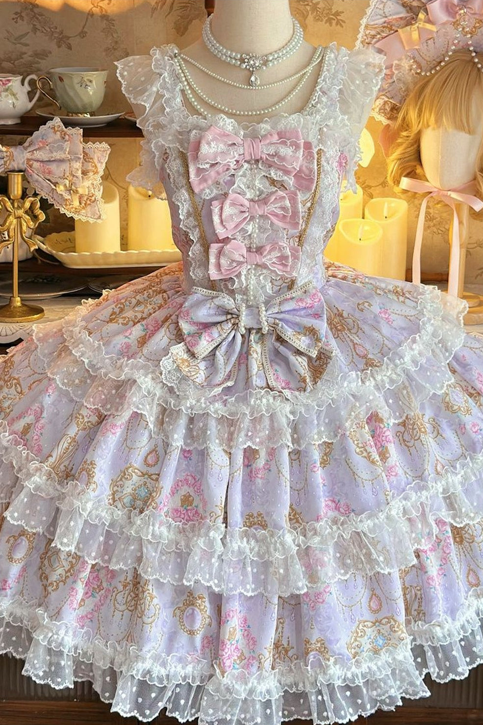 Elegance Floral Wall Doll-Like JSK Dress