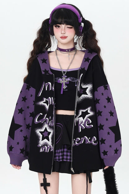 Night Stars Lantern Sleeve Cardigan