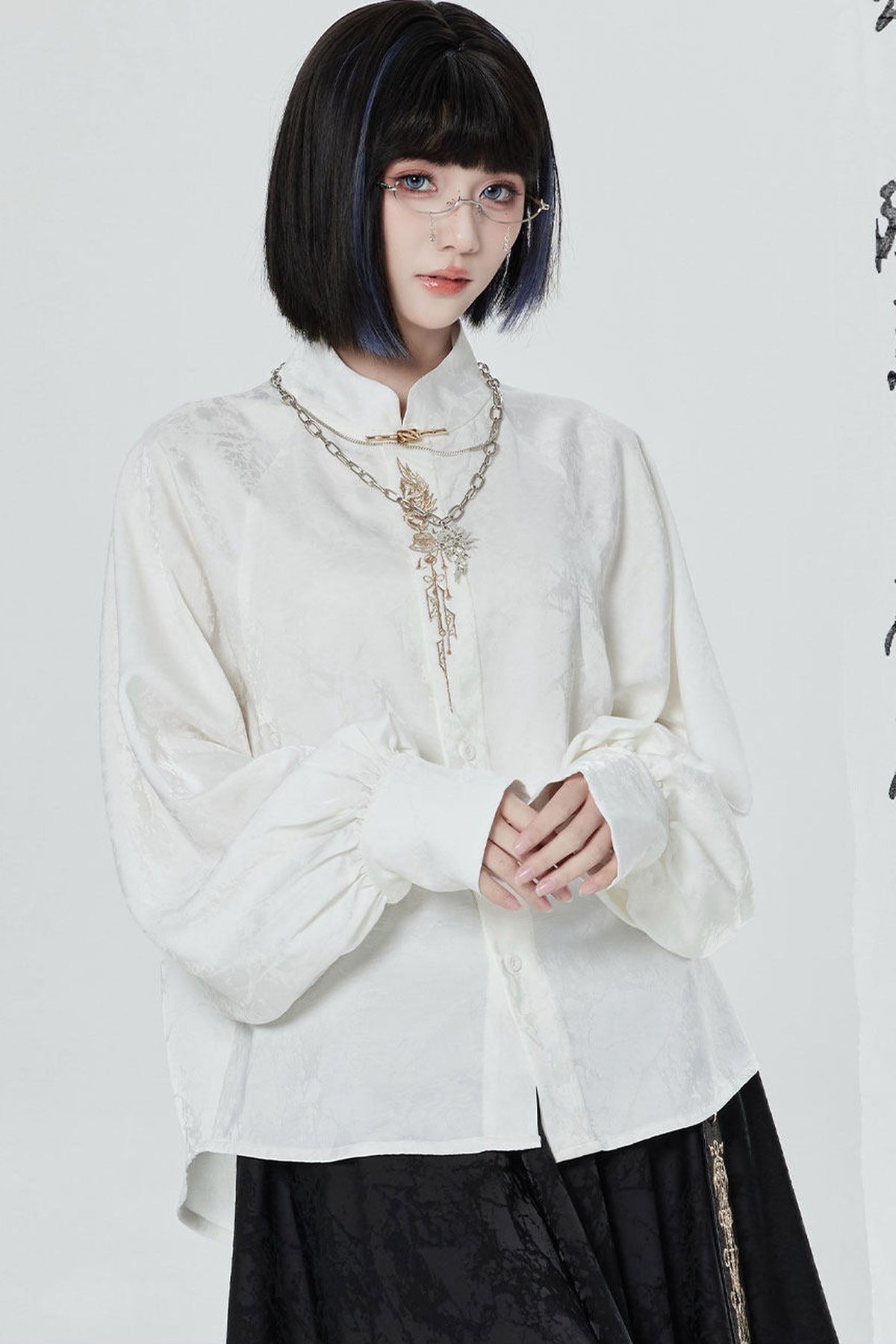 Black White Embroidered Shirt Pants Set-Up