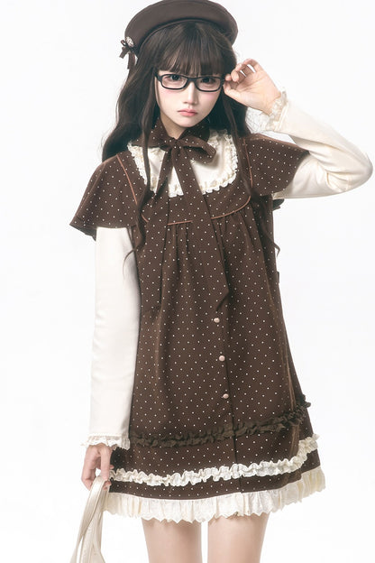 Brown Polka Dot Layered-Look Dress