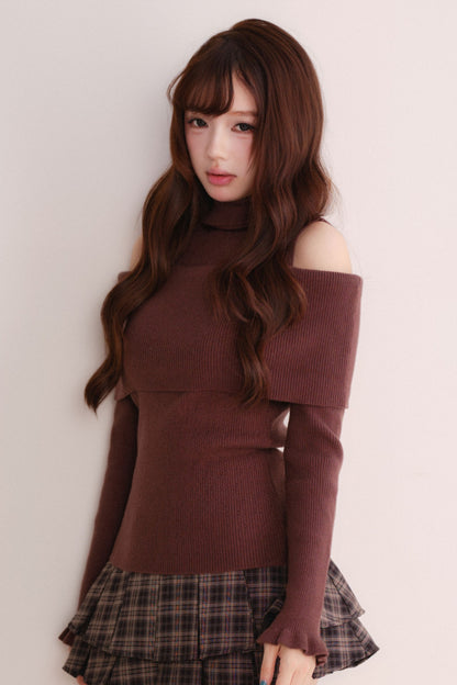 Off-Shoulder Shawl Pullover Sweater