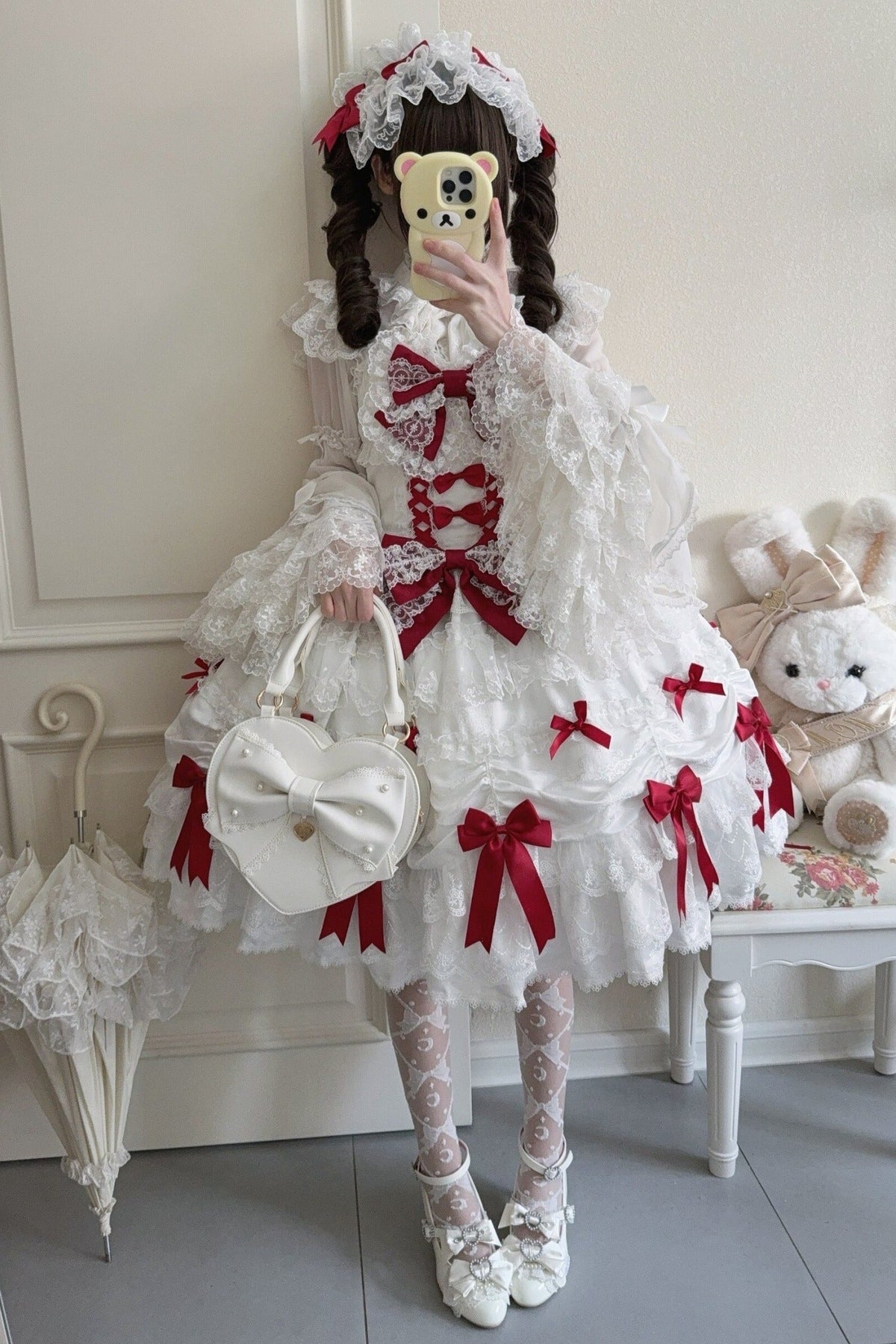 Silk Satin Doll-Like JSK Strap Dress