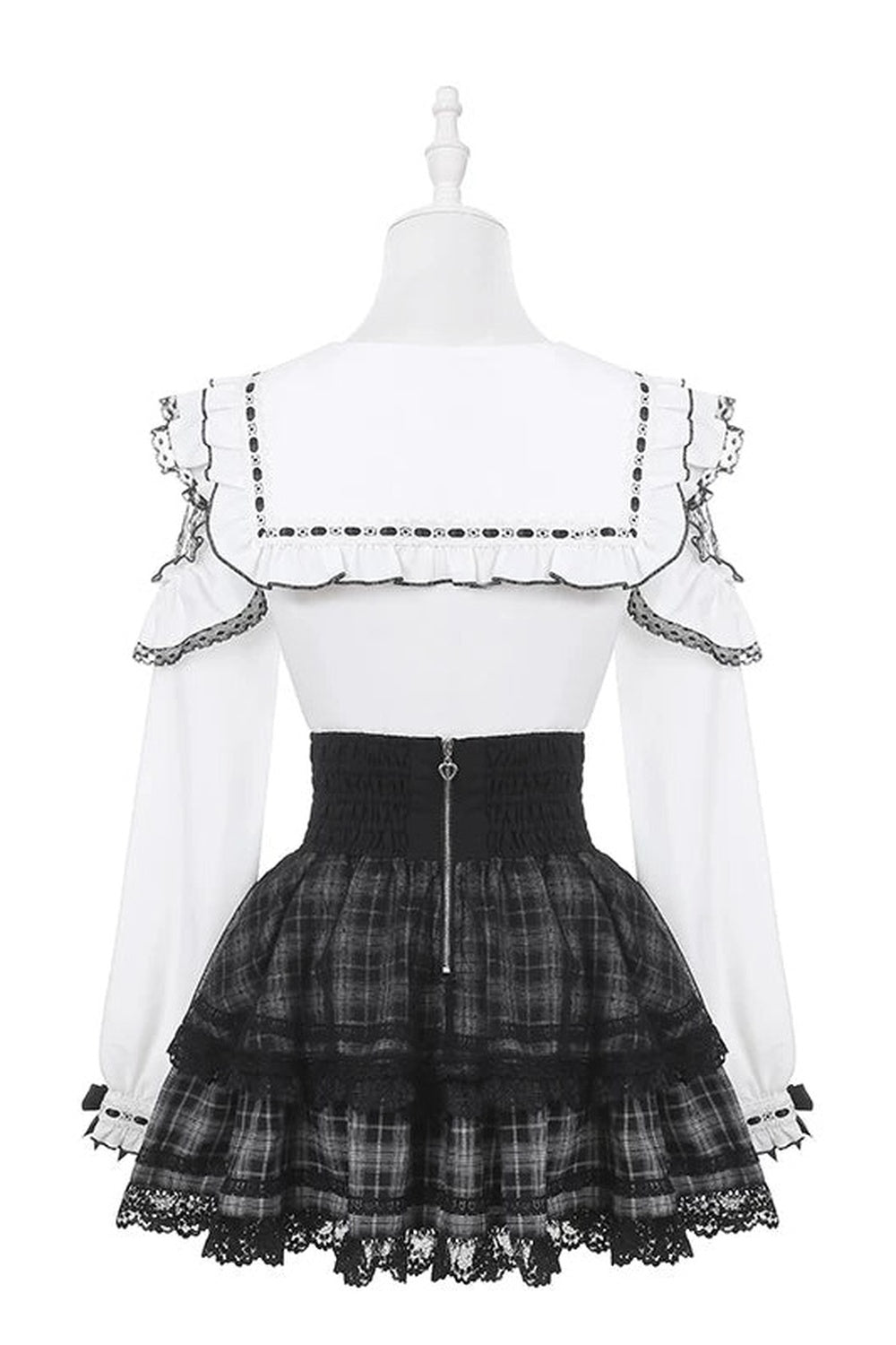 Plaid Ruffle Shirt and Skirt Set-Up