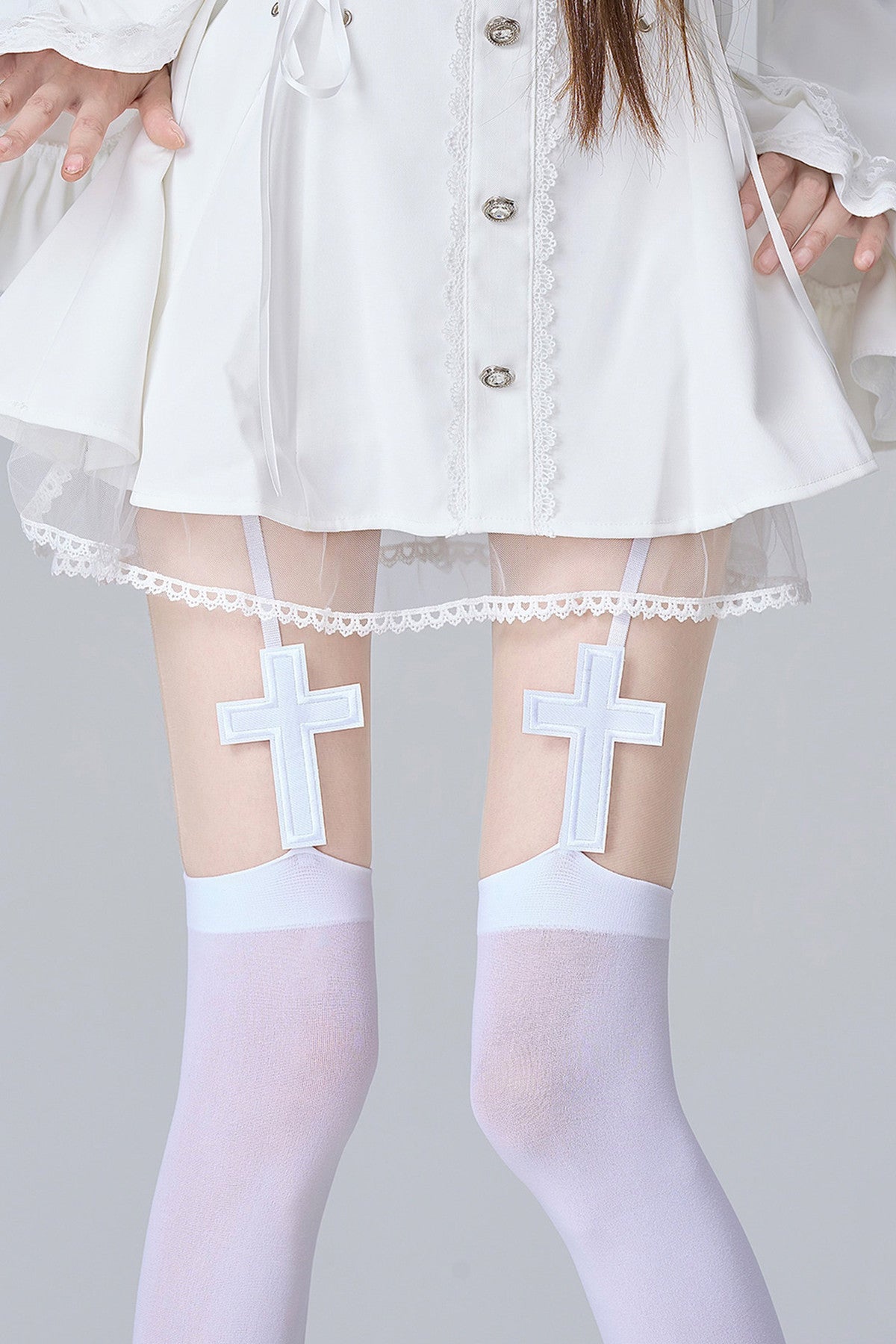 Gothic-Strumpfbänder mit Kreuz