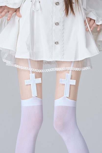 Gothic-Strumpfbänder mit Kreuz