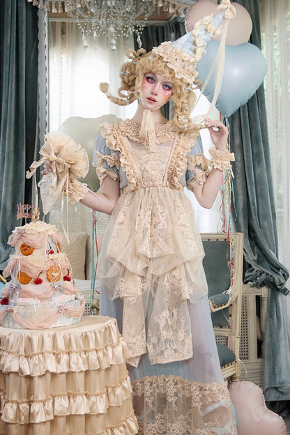 Doll-Like Baby Blue Lace Dress Set