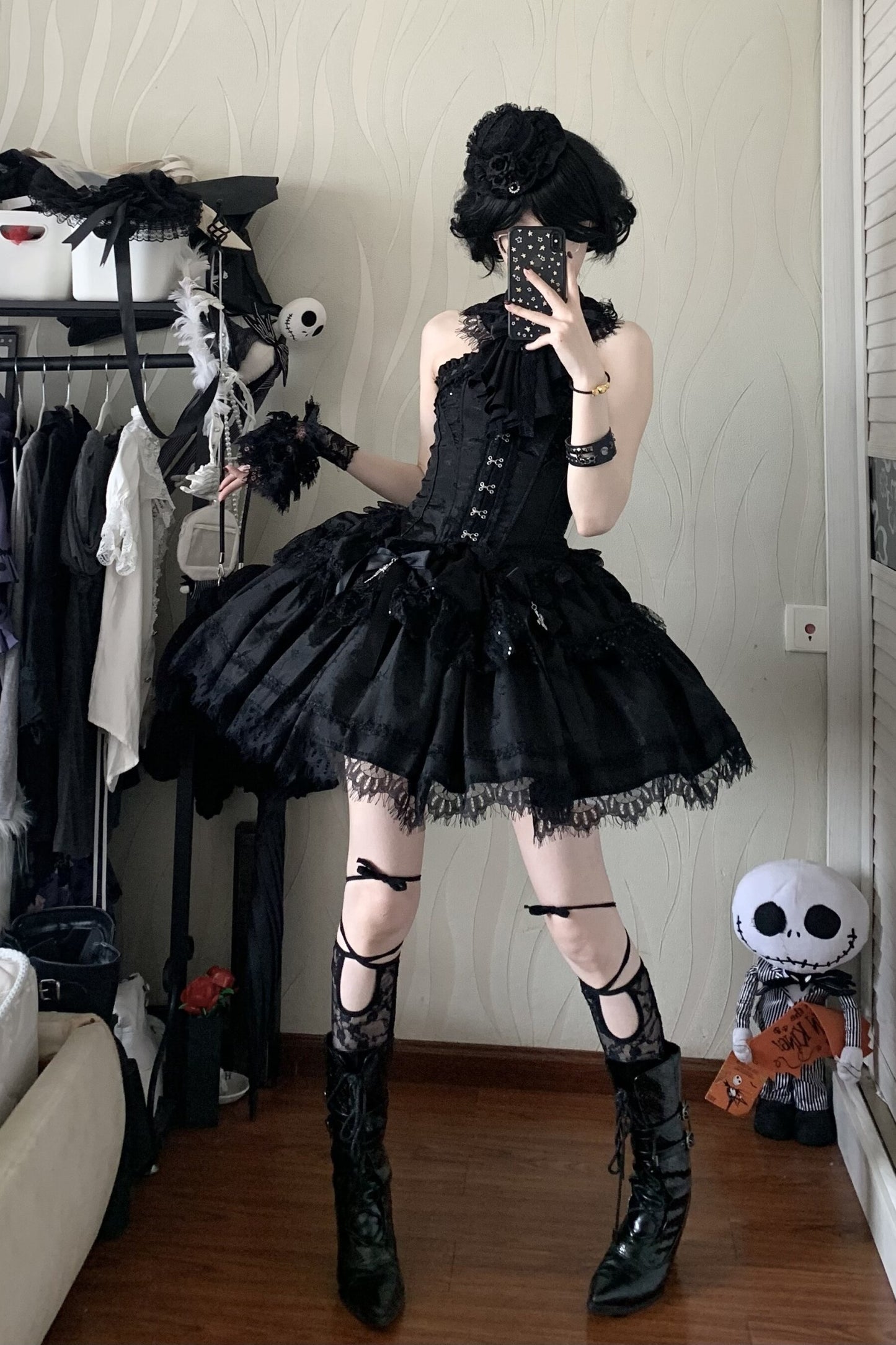 Silver Moon Thorn Halter Gothic Lolita Set