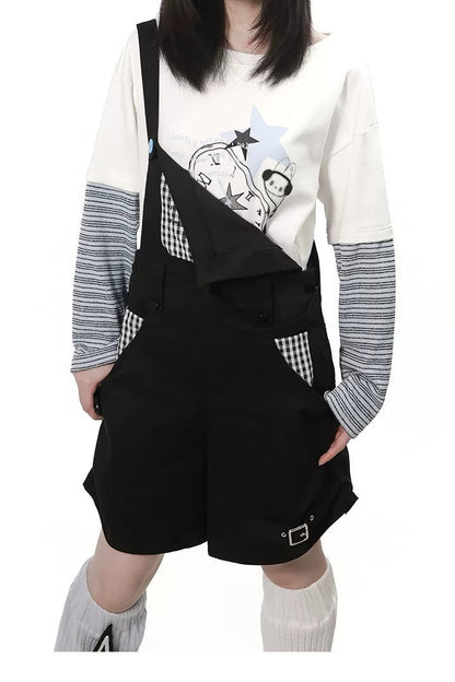 Graffiti Overalls and Striped Top Set-Up