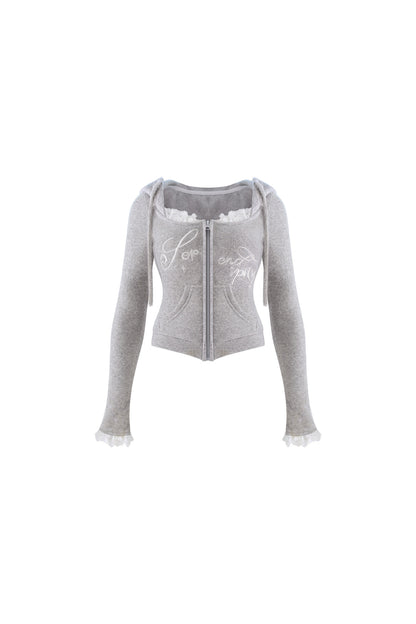 Gray Cardigan and Pleated Skirt Set-Up
