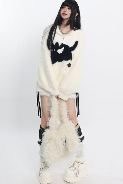Cat Ear Hooded Knit Cardigan