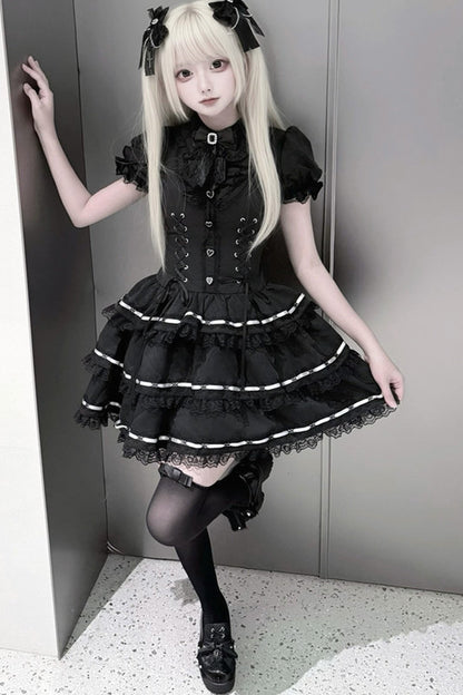 Black Ribbon Jirai Kei Princess Dress