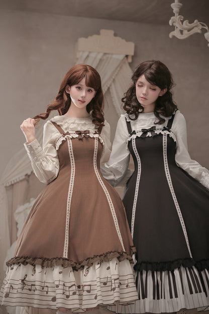 Bedrucktes Rüschenkleid- und Hemd-Set