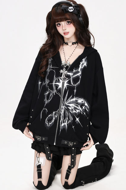 Butterfly Design Hooded Jacket
