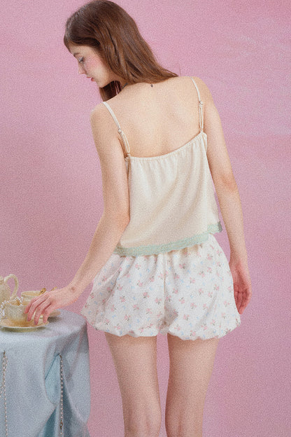 Camisole-Oberteil aus Satin mit Spitze