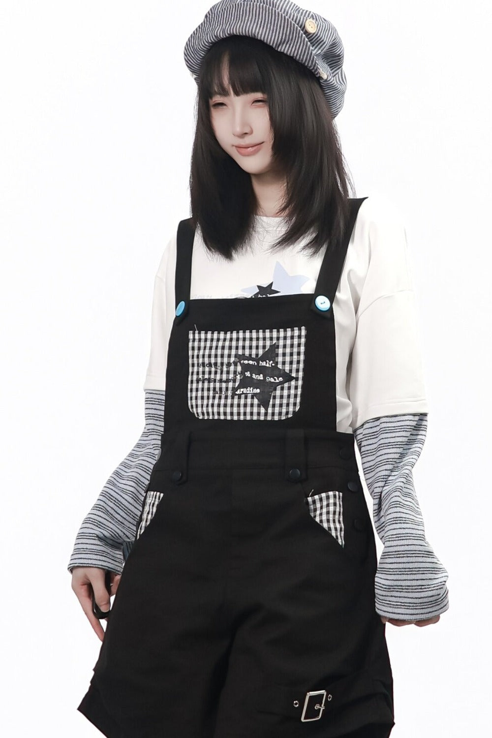 Graffiti Overalls and Striped Top Set-Up
