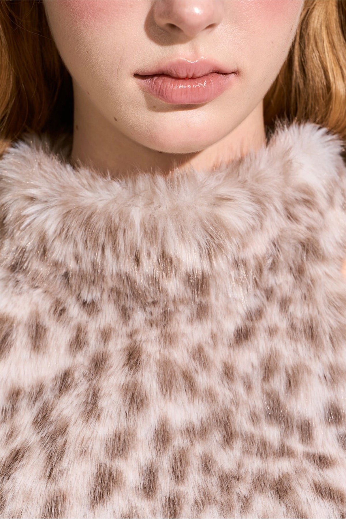 Leopard Print Faux Fur Halter Top