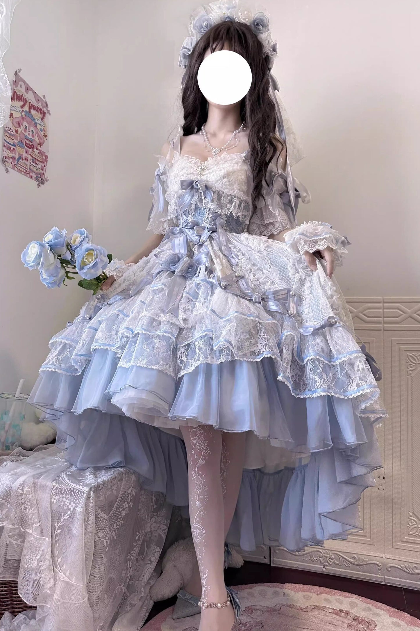 Rose-Schleifen-Gorgeous-Prinzessinnen-Lolita-Kleid