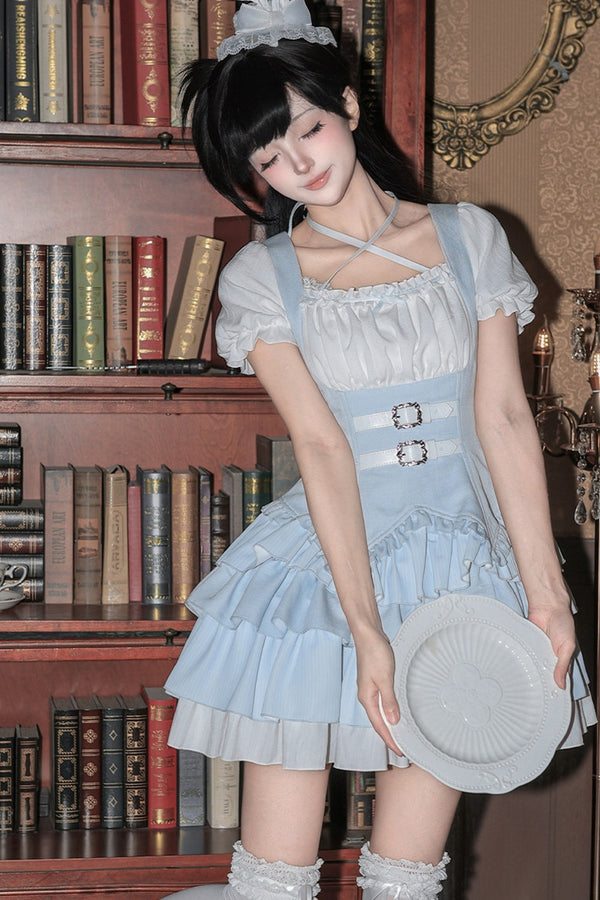 Cool Square Neck Four-Stage Dress