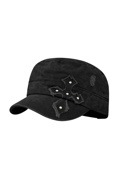 American Retro Distressed Cross-Studded Baseball Cap