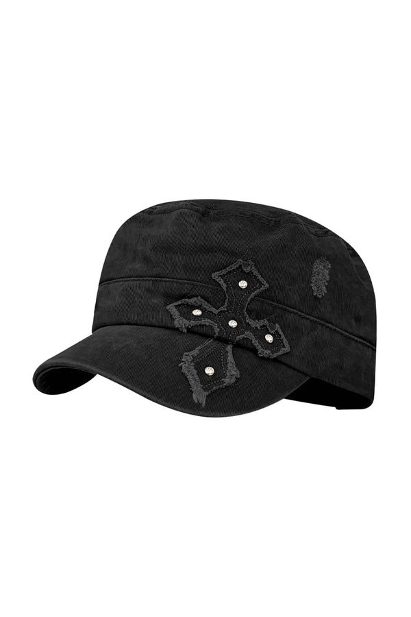 American Retro Distressed Cross-Studded Baseball Cap