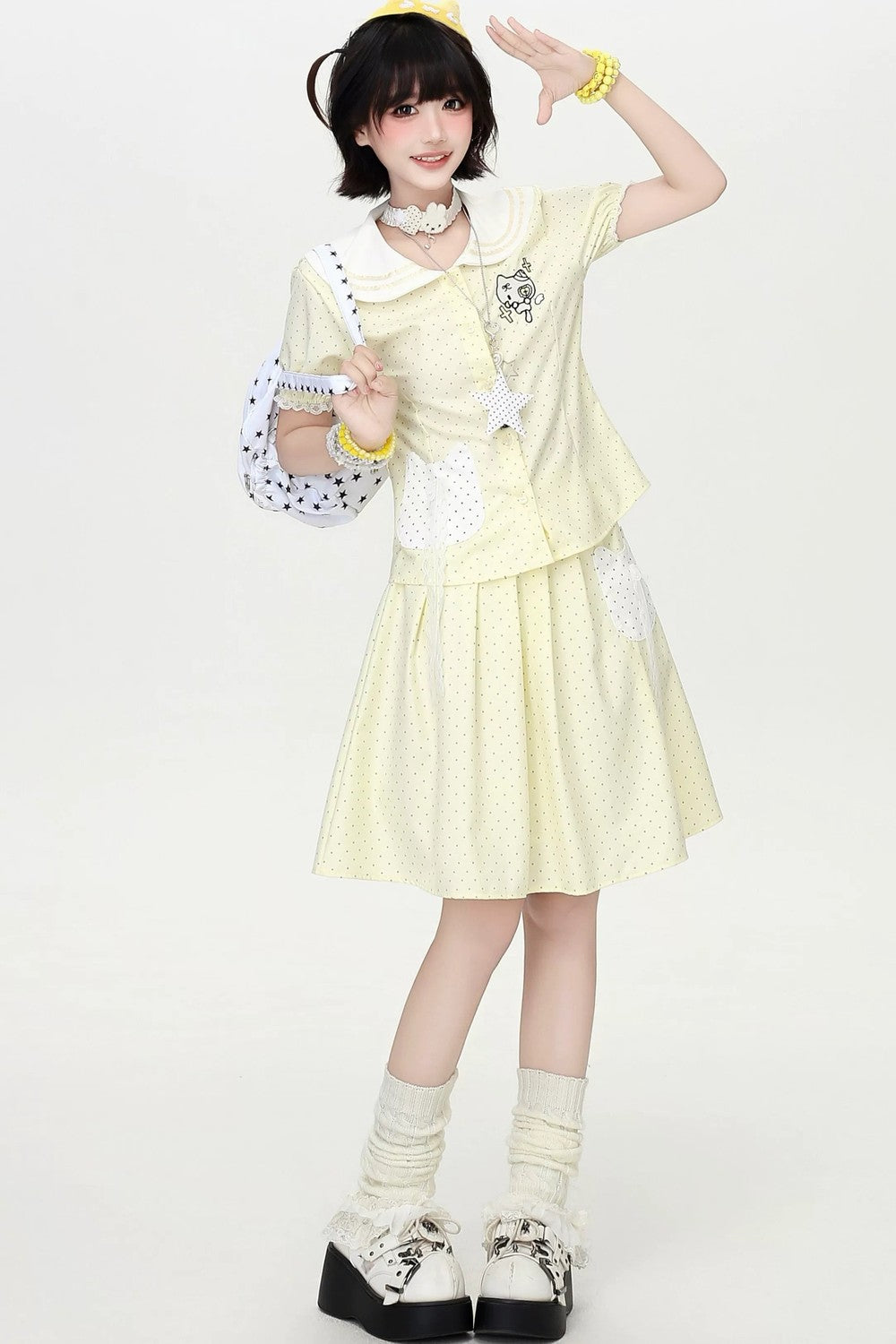 Polka Dot Cat Sailor Set