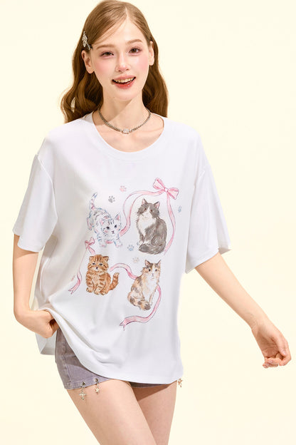 Süßes Katzen-Oversize-T-Shirt