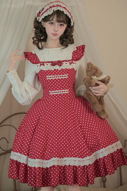 Polka Dot Ruffled Dress With Base Top Set-Up