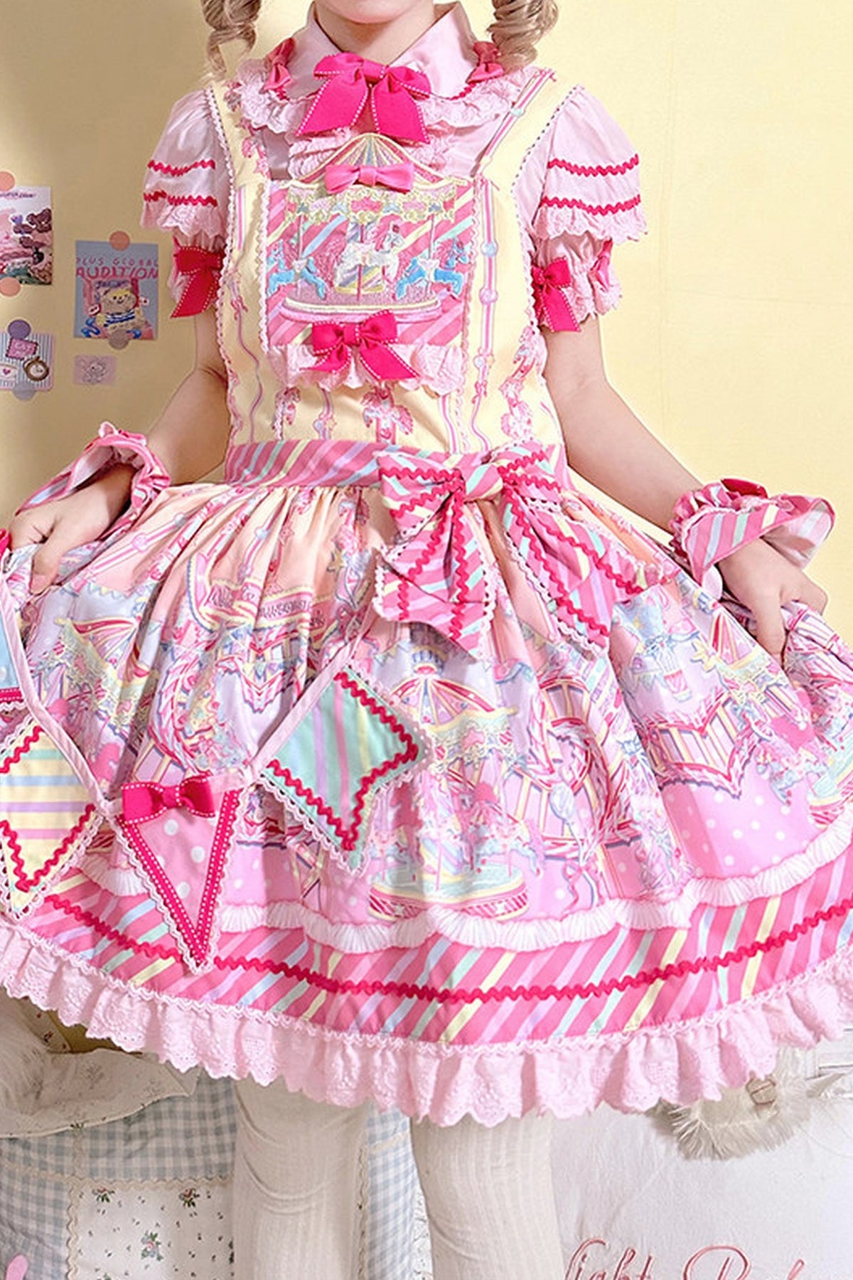 Amusement Park Jsk Suspender Dress and Shirt Set-Up