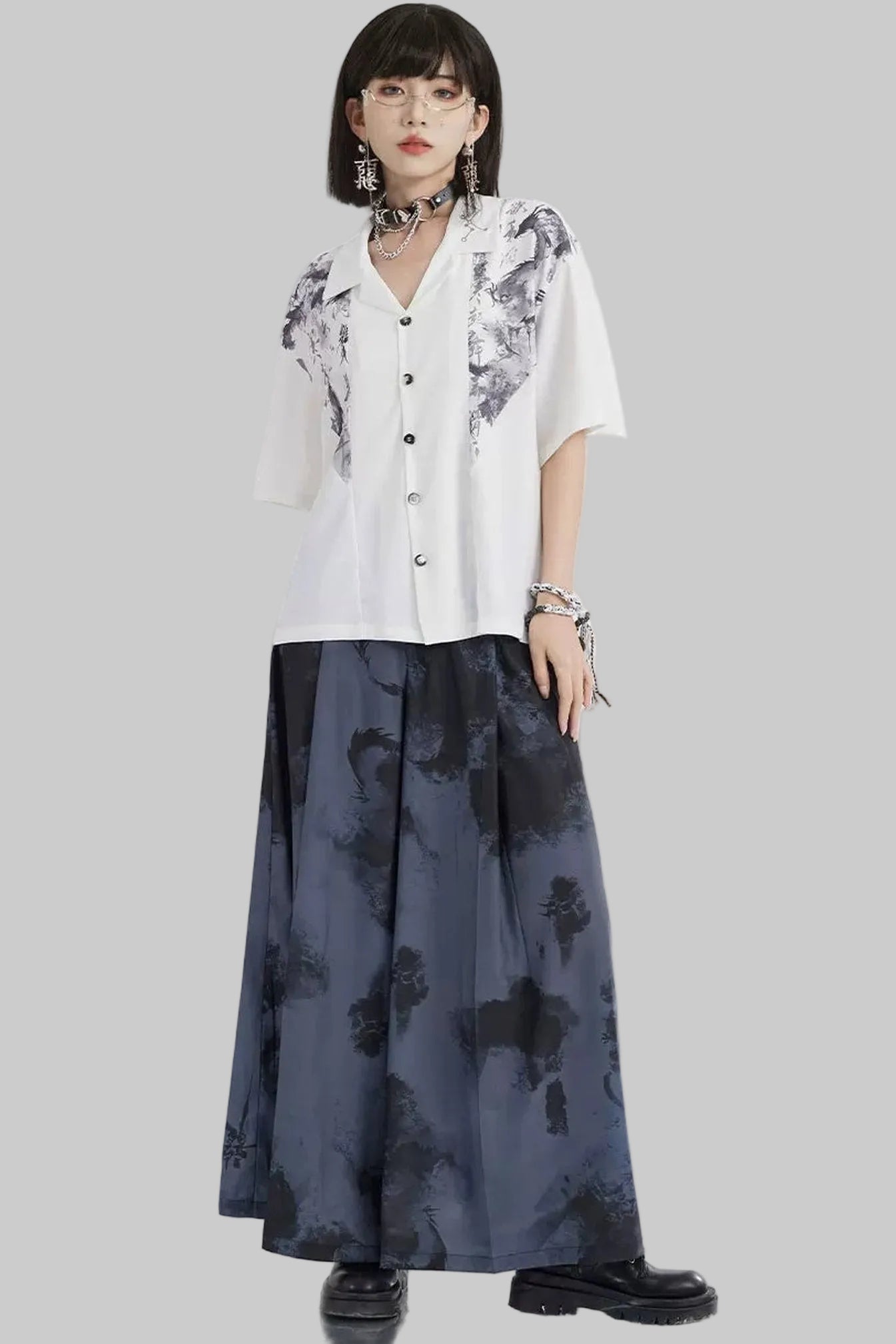 Dragon Shadow Wide-Leg Pants