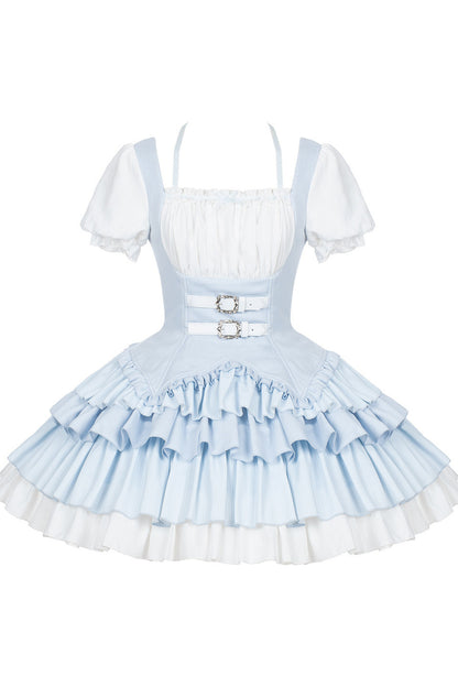 Cool Square Neck Four-Stage Dress