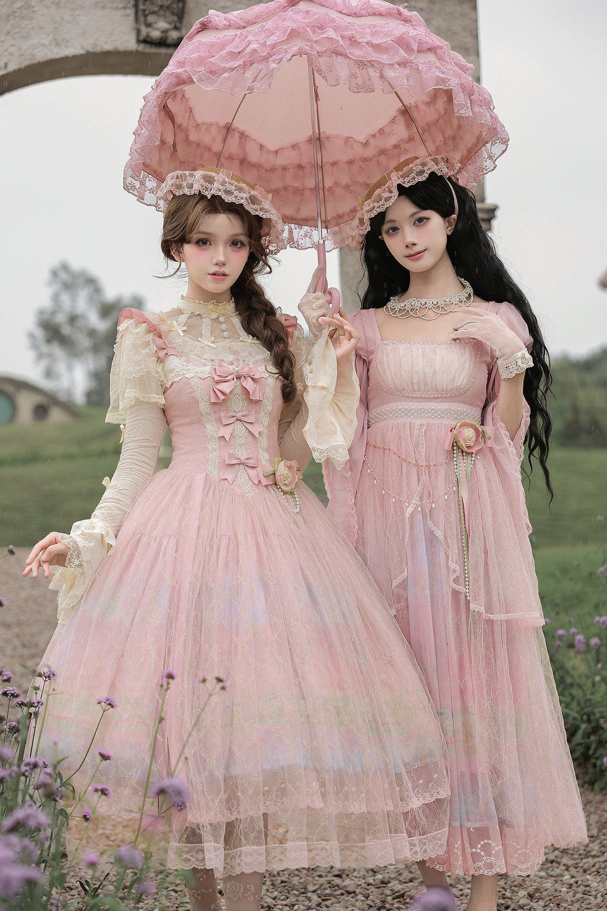 Ölgemälde-Lolita-JSK-Set mit hoher Taille
