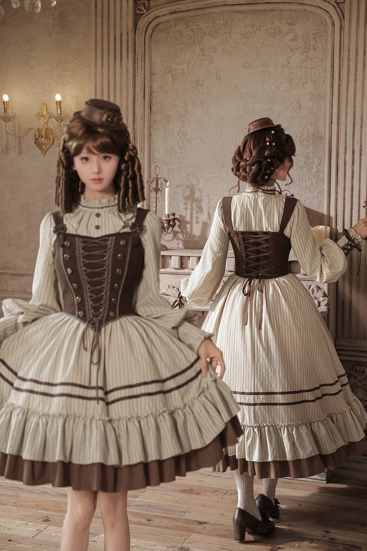 Gerüschtes Two-Way-Kleid mit Accessoire-Set