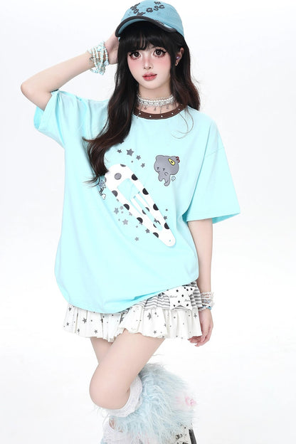 ねこクリップサブカルルーズTシャツ