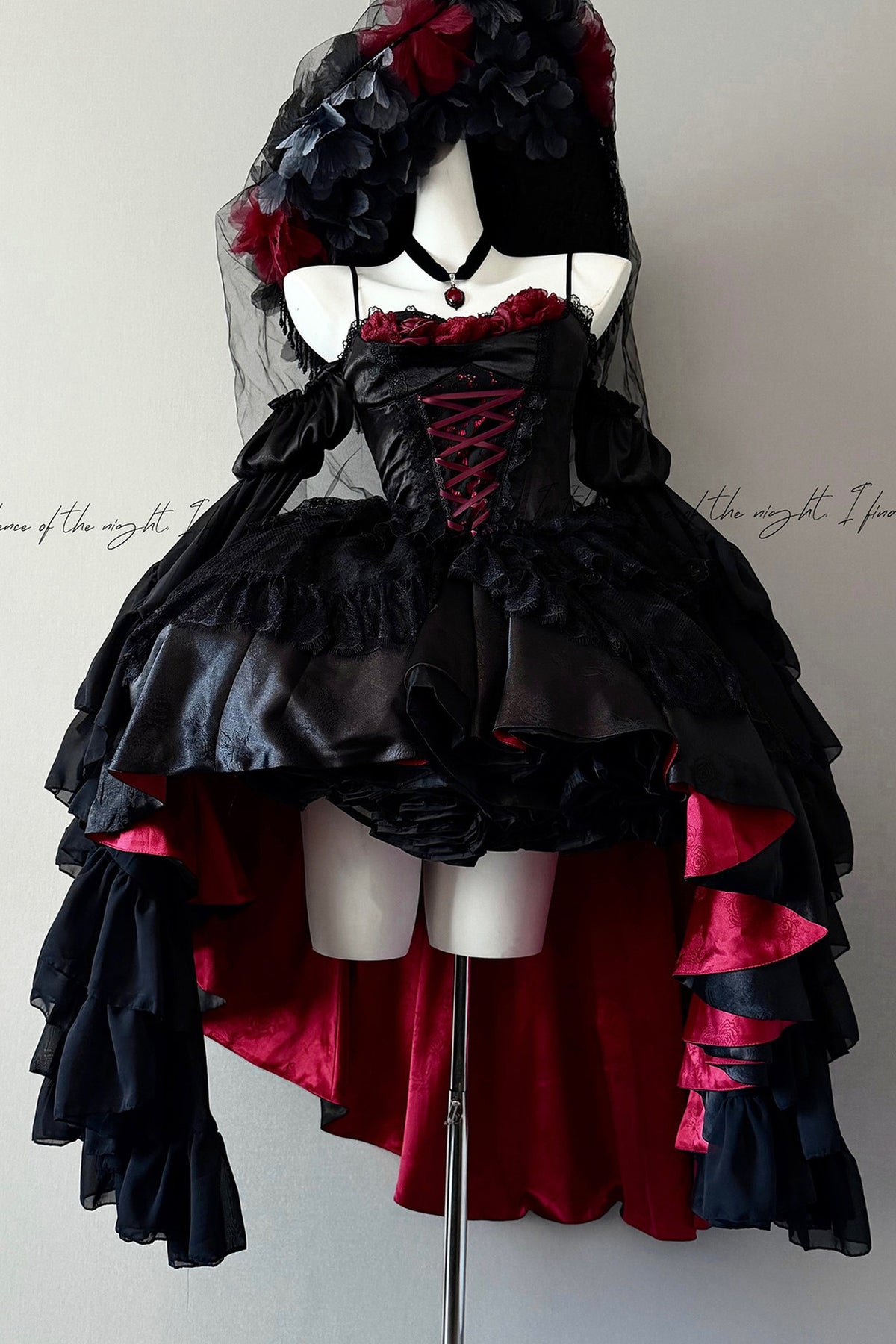 Gothic Red Black Evening Dress