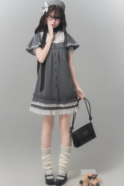 Gray Polka Dot Dress + Accessories