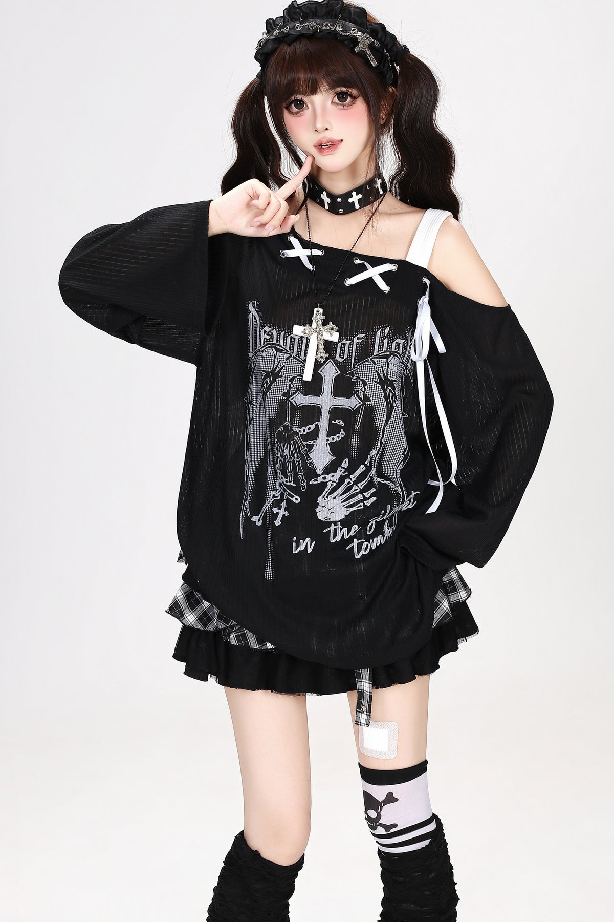 Loose Off-Shoulder Tie Long-Sleeve Cover-Up