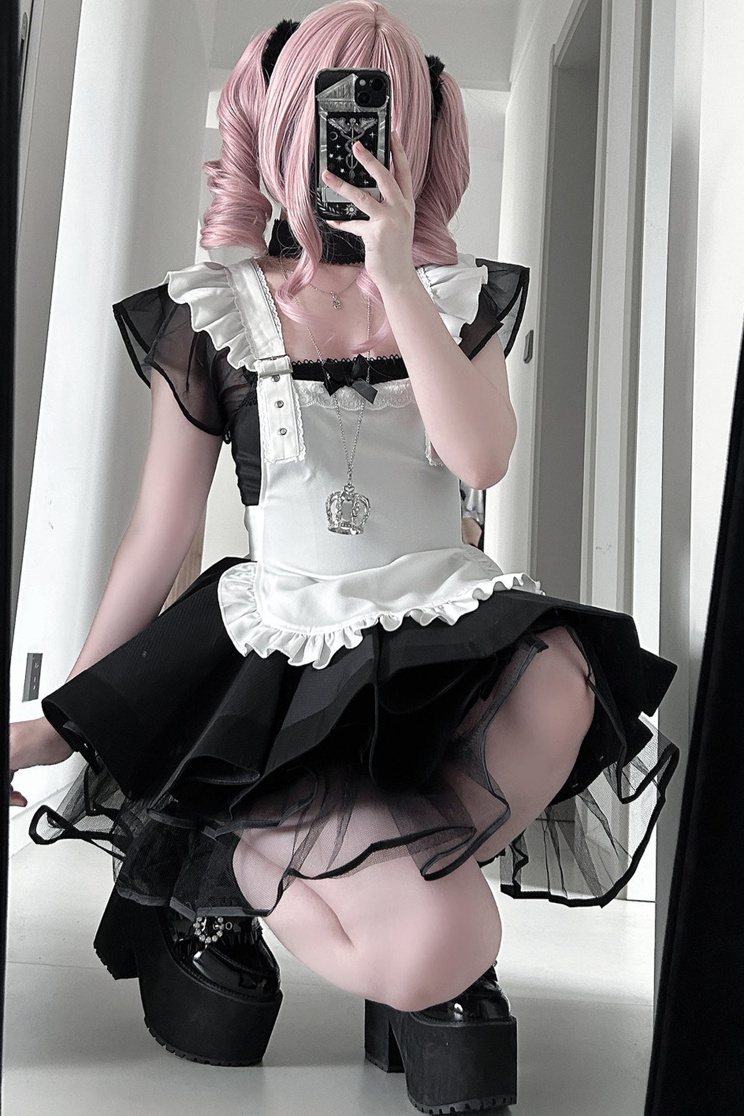 Striped Layered-Look Maid Dress