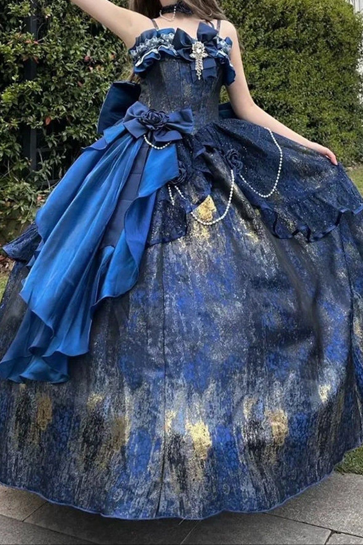 Cosmic Princess Dress Draped in the Night Sky