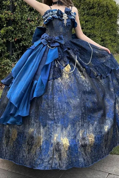 Cosmic Princess Dress Draped in the Night Sky