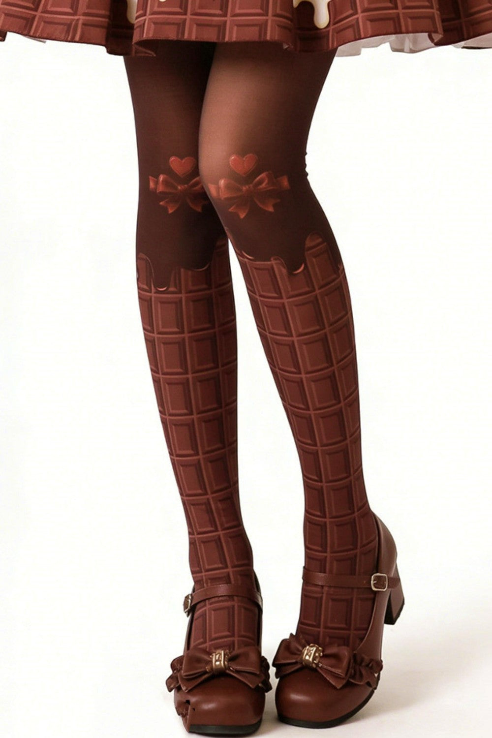 Medias lolita con lazo de chocolate dulce
