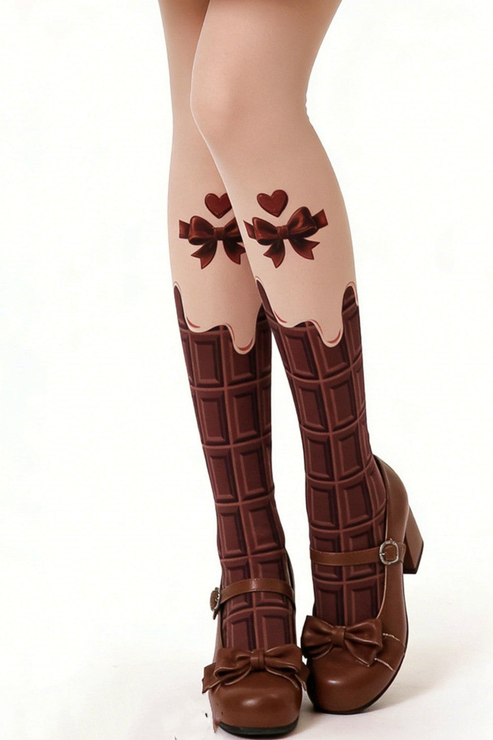 Medias lolita con lazo de chocolate dulce