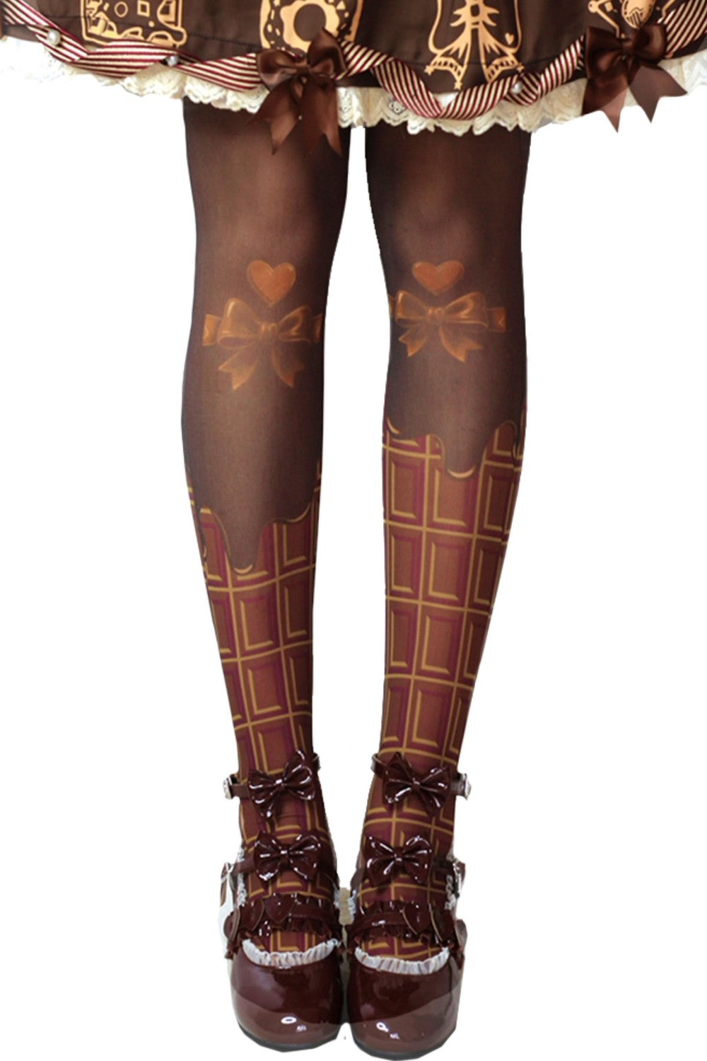 Medias lolita con lazo de chocolate dulce